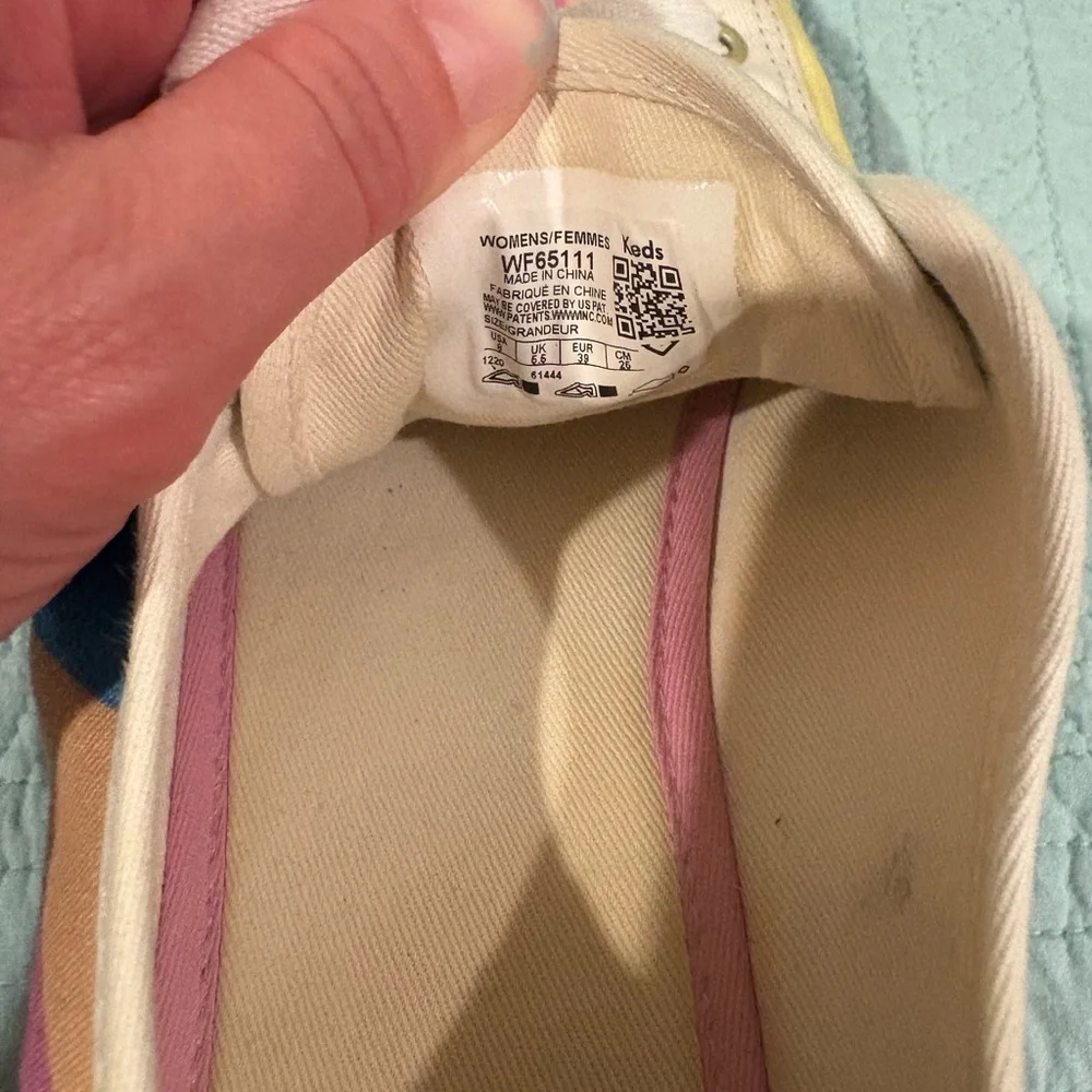 Keds X Kate Spade New York Triple Kick Multi-striped Canvas Sneakers Pre-owned 8